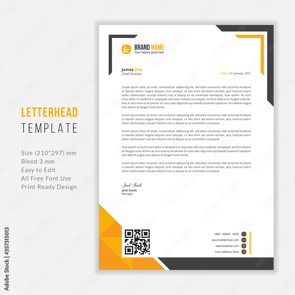 Simple Modern Letterhead vector template design. Creative & Clean
