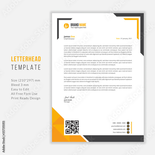 Simple Modern Letterhead vector template design. Creative & Clean business style print ready letterhead for your corporate project.