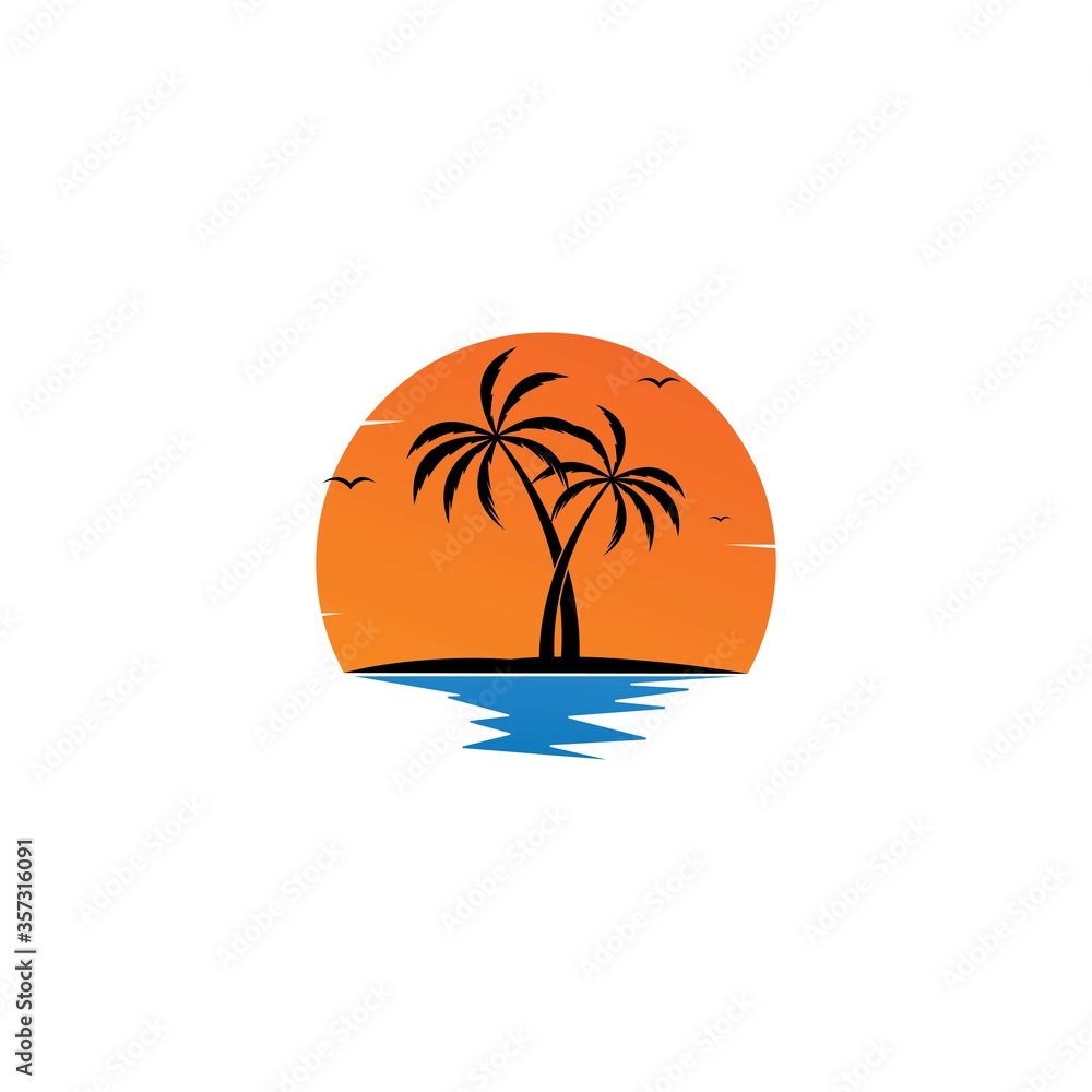 sunset logo icon vector