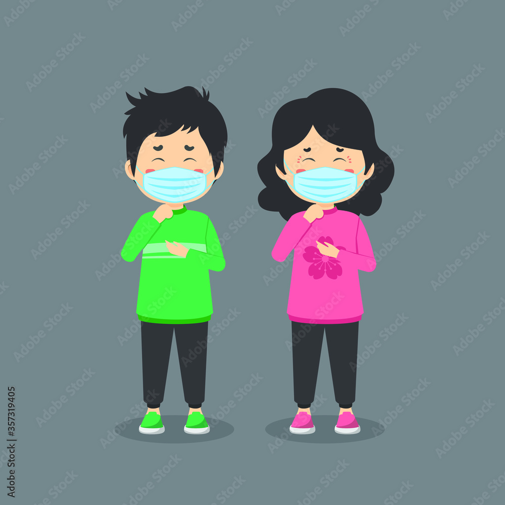 Obraz premium The Character Pair Is Sick of Coughing