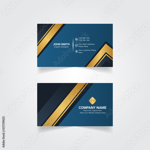 Abstract luxury business card template design vector. Shapes, golden, modern, colorful, smart.