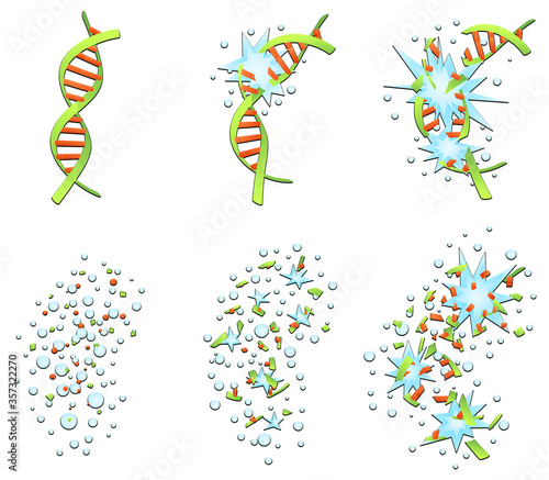 DNA Helix Breaking Cartoon Set