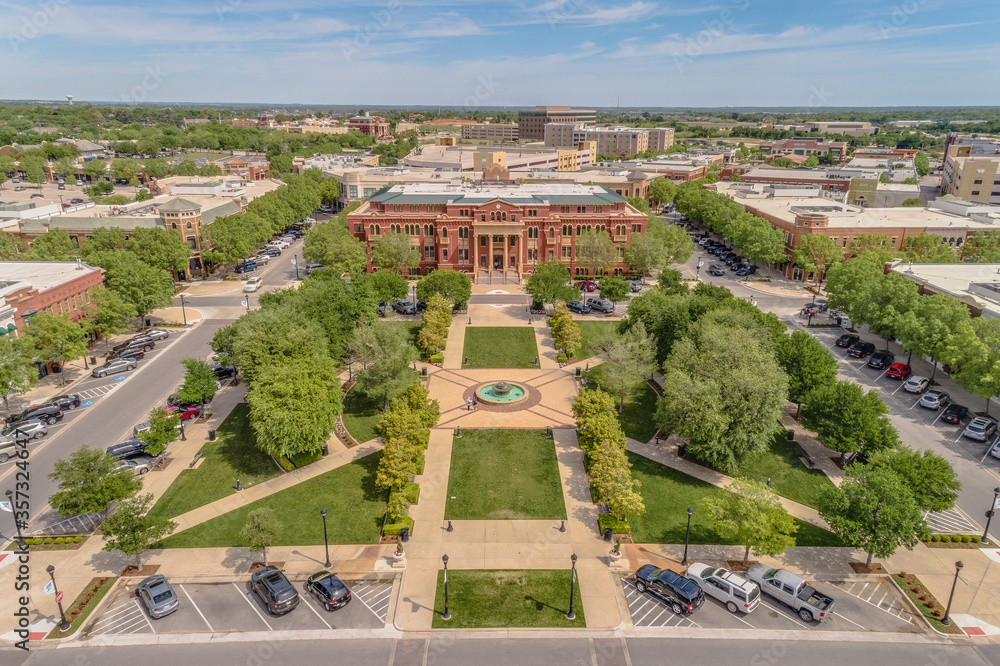 Aerial view of Southlake Town Center plaza