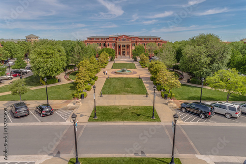 Aerial view of Southlake Town Center plaza low