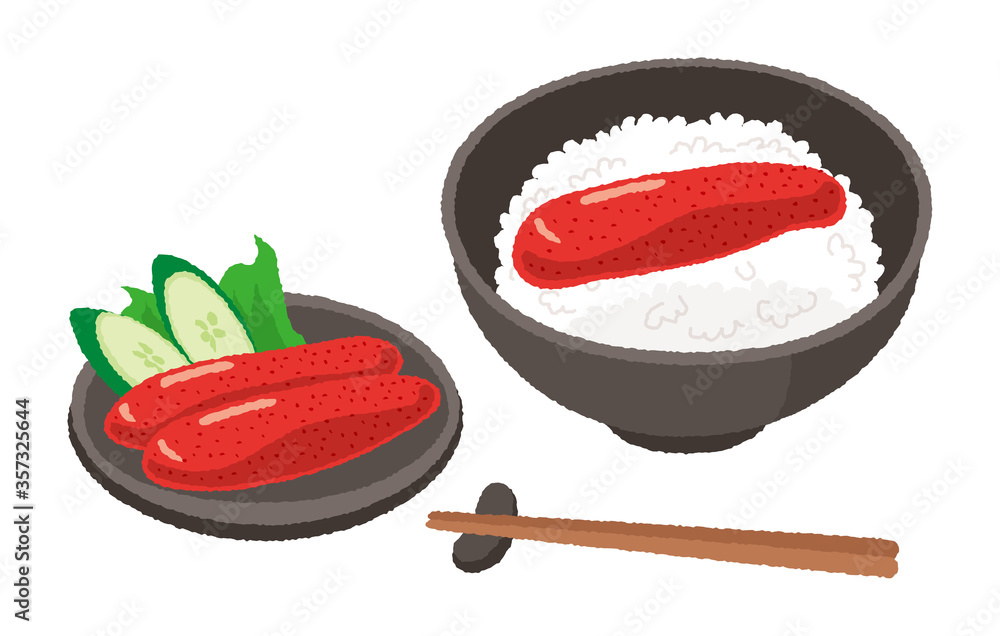明太子と明太子ごはんのイラスト Stock Vector Adobe Stock