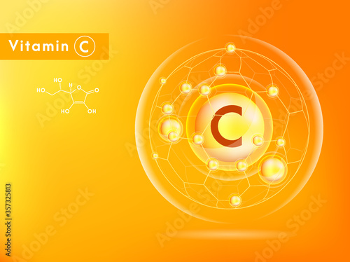 Vitamin C and collagen pink. Dietary supplement and healthy lifestyle. illustration vector EPS10.