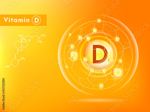 Vitamin D and collagen pink. Dietary supplement and healthy lifestyle. illustration vector EPS10.