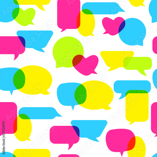 Speech bubble overlapping seamless pattern. Overlay repeat ornament. Multiply sign hand drawn marker. Overprint colorful background for paper wrap, fabric, print, wallpaper decor. Vector illustration