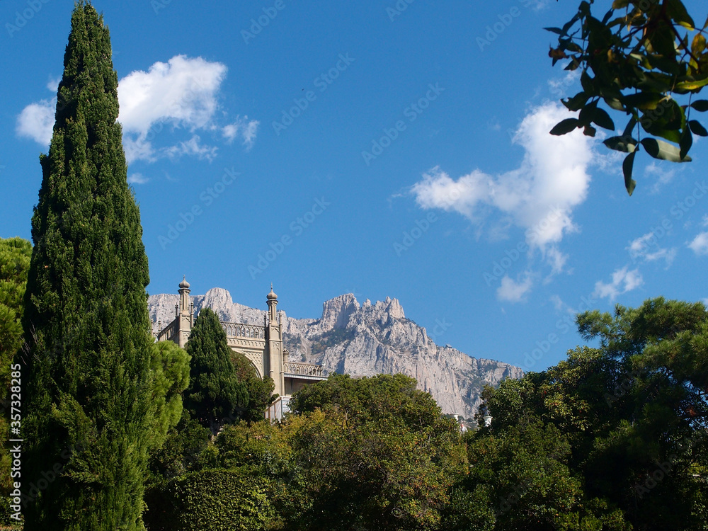 Beautiful places in the park Vorontsov Palace in the vicinity of Yalta