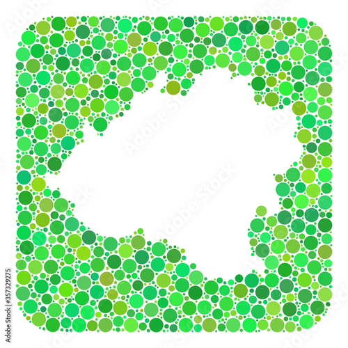 Map of Soria Province collage designed with rounded rectangle and cut out shape. Vector map of Soria Province collage of round items in various sizes and green color tints.