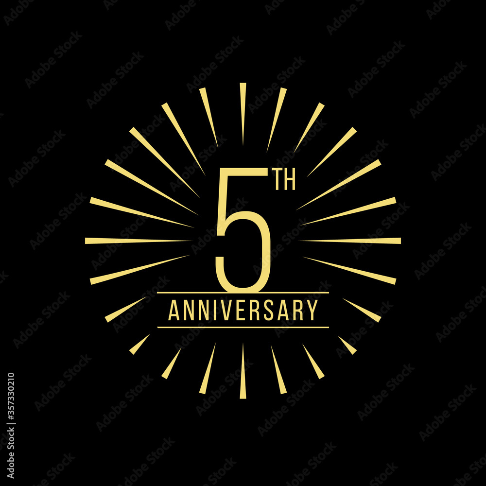 Fototapeta premium 5 Years Anniversary Celebration with Firework Logo Design Template On Black Background