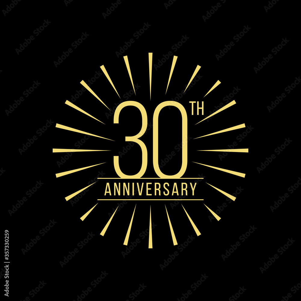 Fototapeta premium 30 Years Anniversary Celebration with Firework Logo Design Template On Black Background