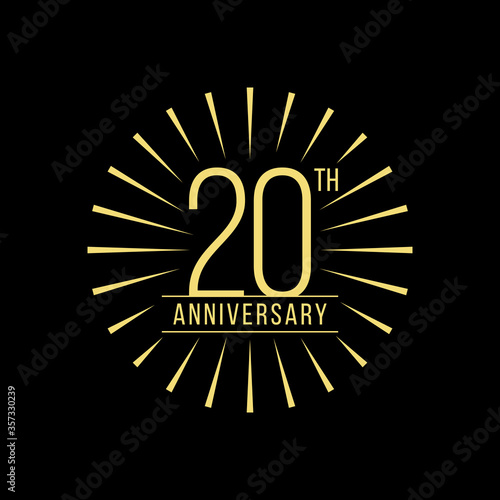 20 Years Anniversary Celebration with Firework Logo Design Template On Black Background