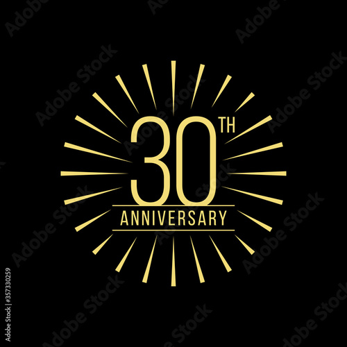 30 Years Anniversary Celebration with Firework Logo Design Template On Black Background