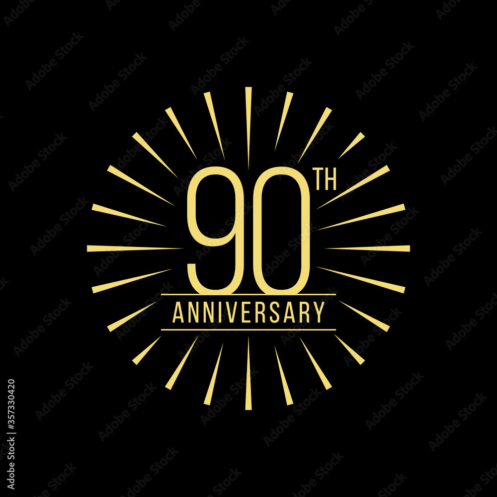Fototapeta premium 90 Years Anniversary Celebration with Firework Logo Design Template On Black Background