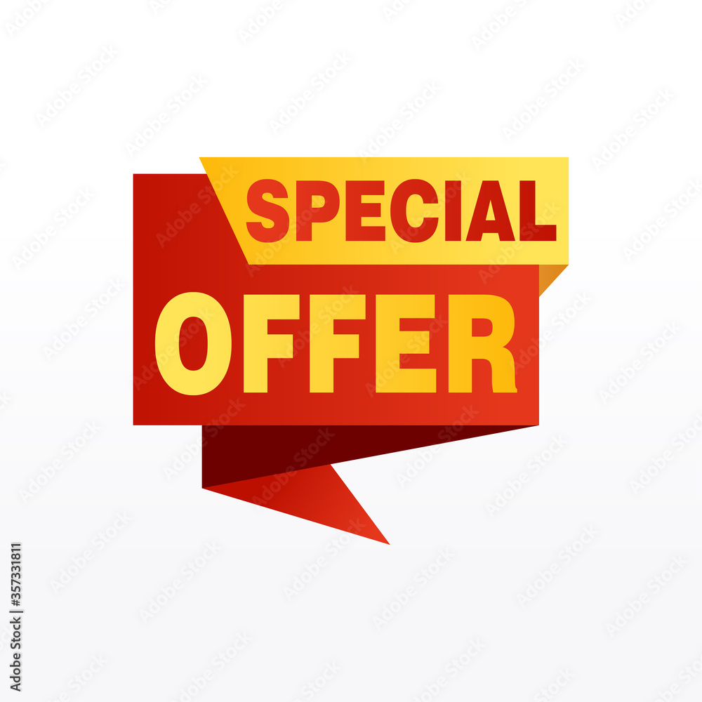 Special offer vector ribbon design template. Banner sale tag. Market special offer discount label Special offer vector ribbon design template. Banner sale tag. Market special offer discount label
