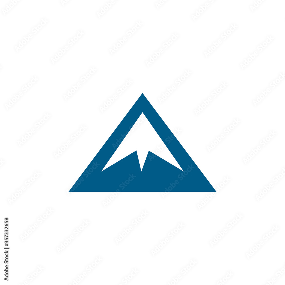 Mountain Blue Icon On White Background. Blue Flat Style Vector Illustration Mountain Blue Icon On White Background. Blue Flat Style Vector Illustration