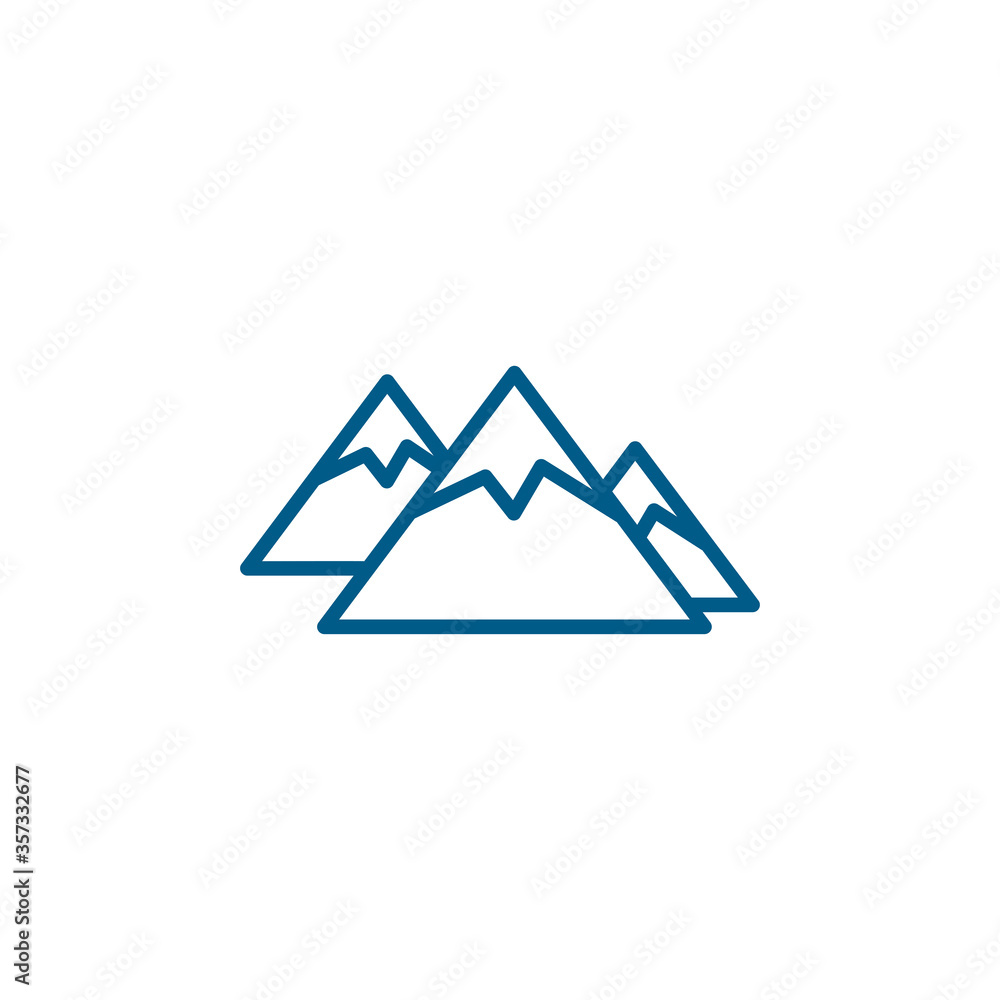 Mountain Line Blue Icon On White Background. Blue Flat Style Vector Illustration Mountain Line Blue Icon On White Background. Blue Flat Style Vector Illustration