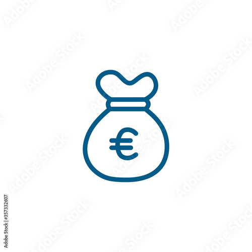 Money Sack Line Blue Icon On White Background. Blue Flat Style Vector Illustration.