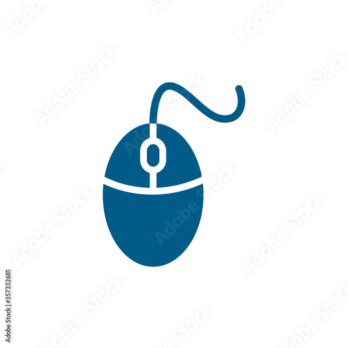 Mouse Blue Icon On White Background. Blue Flat Style Vector Illustration.
