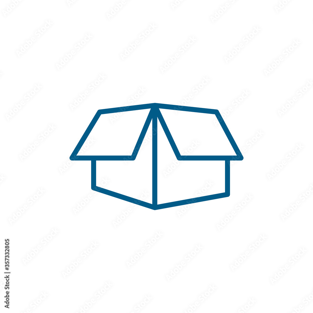 Open Box Line Blue Icon On White Background. Blue Flat Style Vector Illustration. Open Box Line Blue Icon On White Background. Blue Flat Style Vector Illustration.