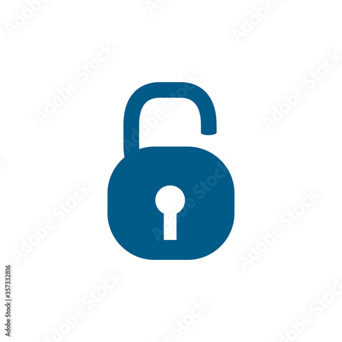 Open Lock Blue Icon On White Background. Blue Flat Style Vector Illustration.
