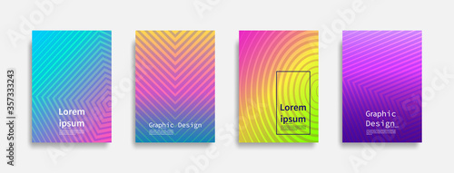 Abstract colorful line design background set, graphic banner cover and advertising design layout template. Eps10 vector.