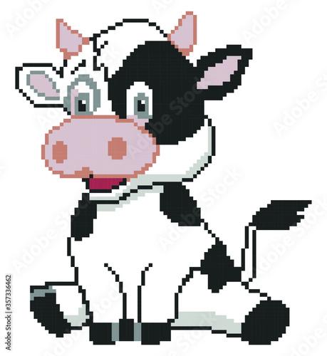 Cow pixel art on white background. © HoTo 