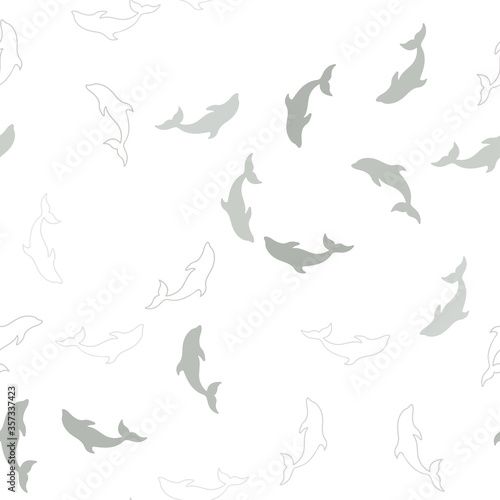 Light Gray vector seamless texture with dolphins.