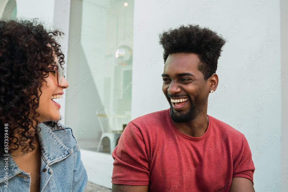 Two Afro friends having fun together. Two Afro friends having fun together.