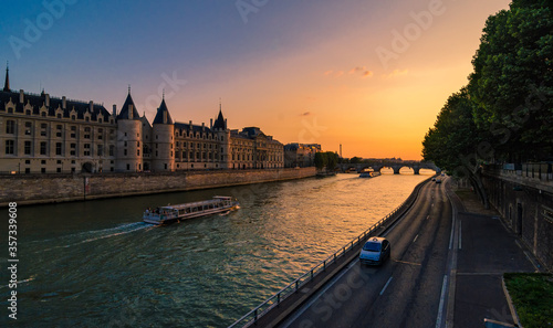 sunset over the river seine paris