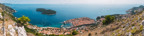 Fototapeta Naklejka Na Ścianę i Meble -  Dubrovnik Old Town and the Lokrum island on the Adriatic Sea in Croatia, aerial view, Panorama