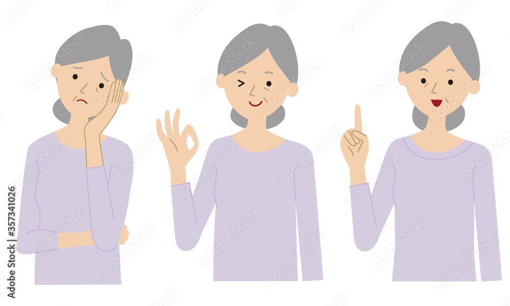 Pose set that old people worry, explain, and laugh Pose set that old people worry, explain, and laugh