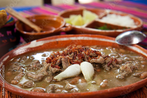 Delicous Mexican meal known as Carne en su jugo, which is a beef broth 