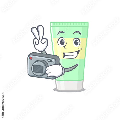 a professional photographer cleansing foam cartoon picture working with camera