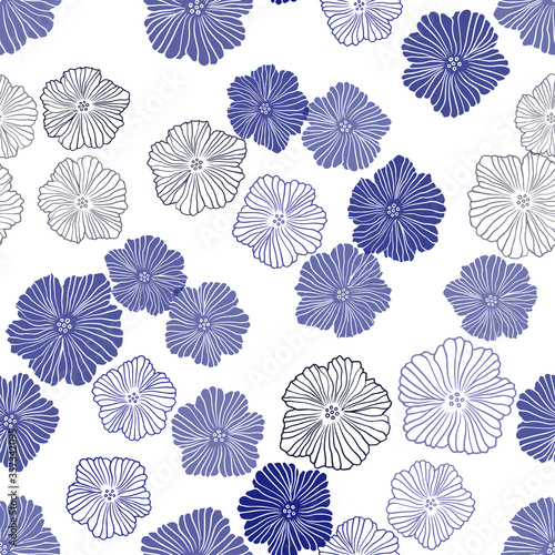 Dark BLUE vector seamless elegant template with flowers.