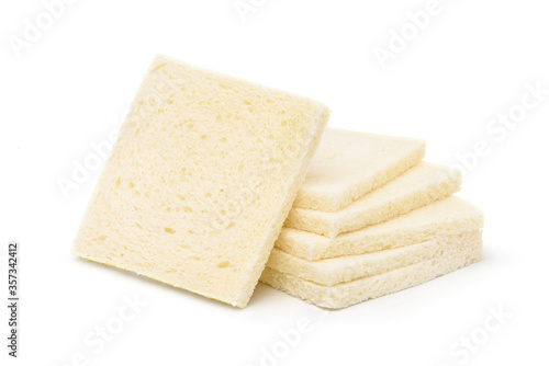 White crustless bread isolated on white background.