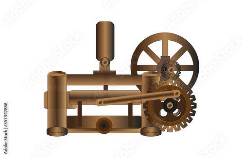 Vector Drawing of an early dewatering pump on a white background photo