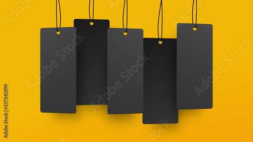 Yellow background design with Label hanging Black Friday sale text. Vector illustration.