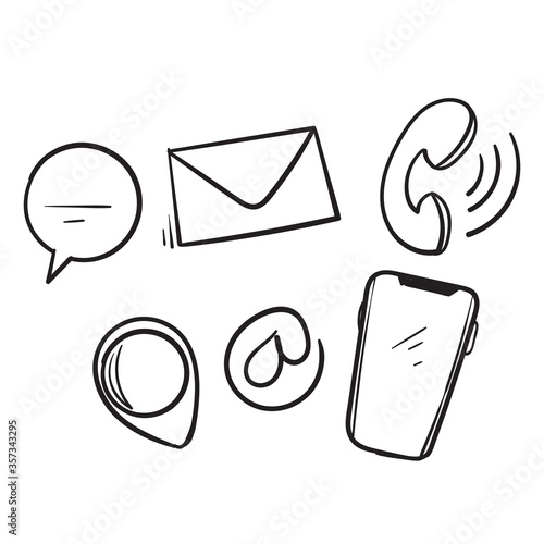 hand drawn Contact us symbols for Social Media network icon doodle vector