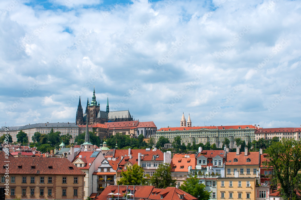 The Prague City Center from a distance offers a view which combine the old and the new.
