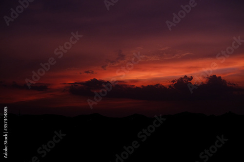 Wallpaper Mural sunset light yellow gold sky evening with mountain Torontodigital.ca