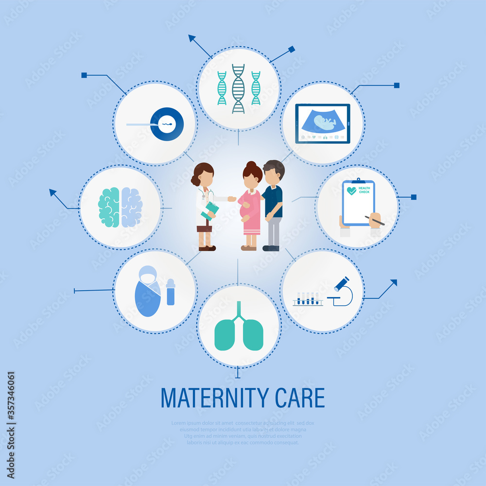 Maternity concept with medical icons flat design vector illustration Maternity concept with medical icons flat design vector illustration