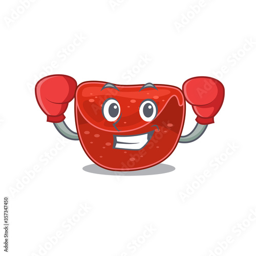 Mascot design of meatloaf as a sporty boxing athlete