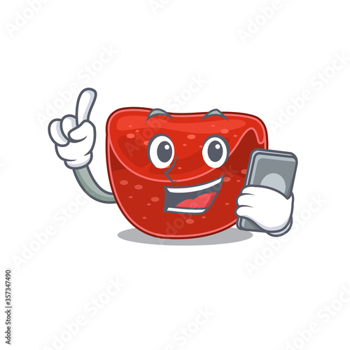 Meatloaf caricature character speaking with friends on phone