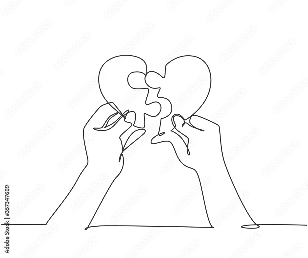 Romantic love concept one single line drawing Vector Image