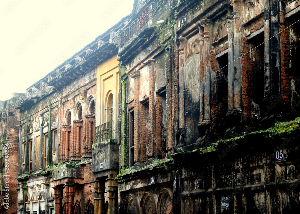 Fototapeta premium Sonargaon, Bangladesh - October 2, 2019 - a photograph of a very old building of an ancient city called Panam city, Old architectural heritage in Asia. Situated at Sonargaon, Narayanganj, Bangladesh.