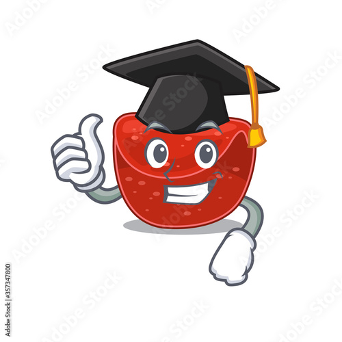 Happy proud of meatloaf caricature design with hat for graduation ceremony
