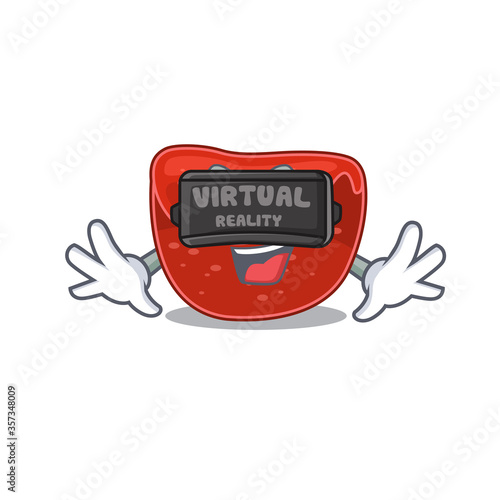 A cartoon image of meatloaf using modern Virtual Reality headset