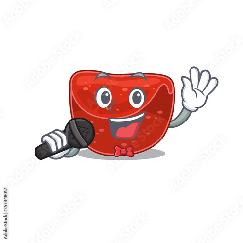 cartoon character of meatloaf sing a song with a microphone